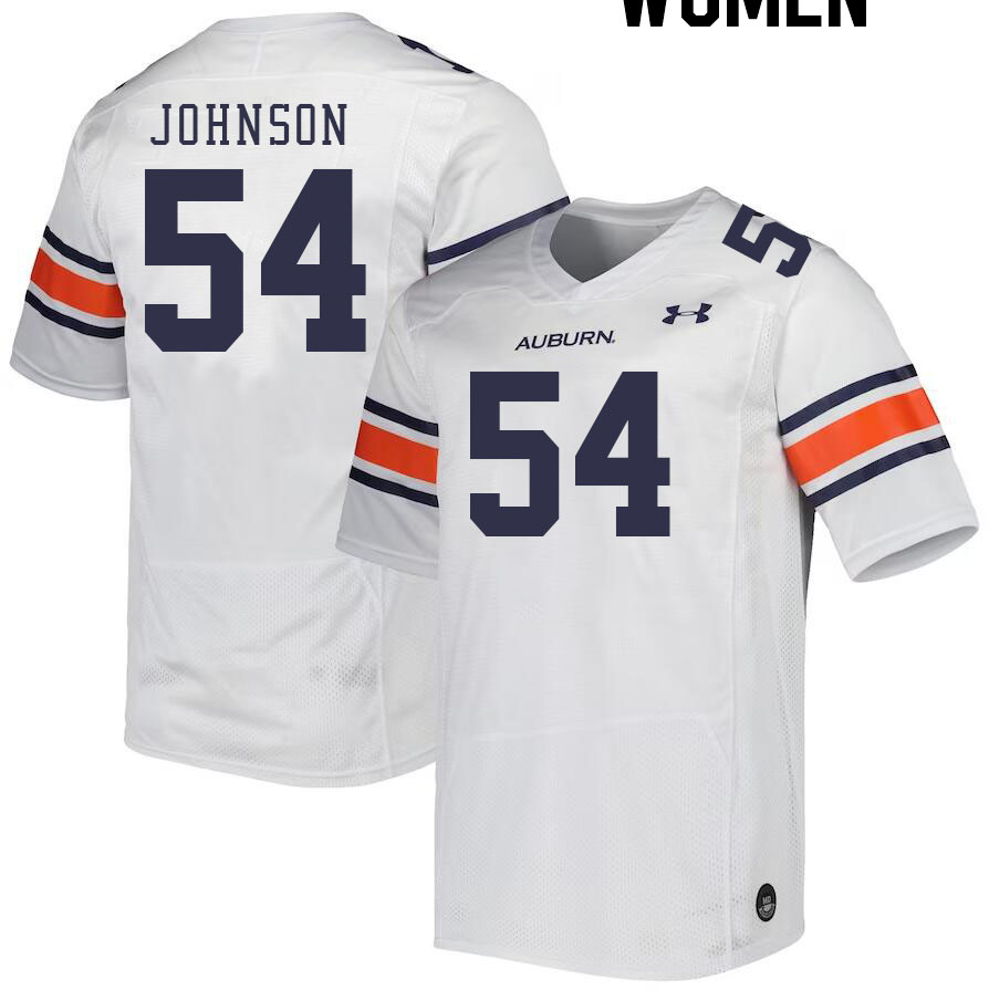 Women #54 Tate Johnson Auburn Tigers College Football Jerseys Stitched-White